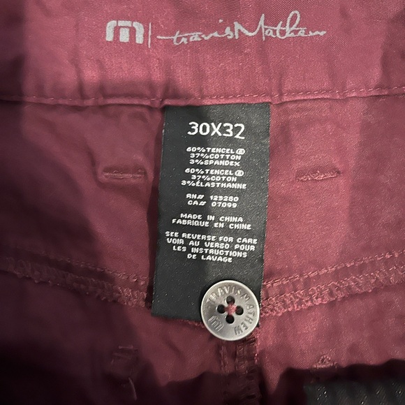 Travis Mathew Men’s Casual Golf Pants Maroon Size 30x32 Tencel Cotton Stretch - Picture 4 of 5